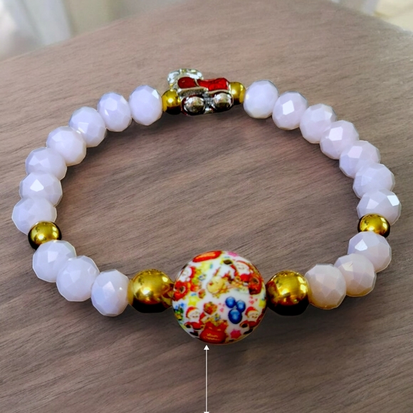 Set of two Christmas bracelets. Austrian crystals. Silicone main bead and 18k... - Picture 2 of 10